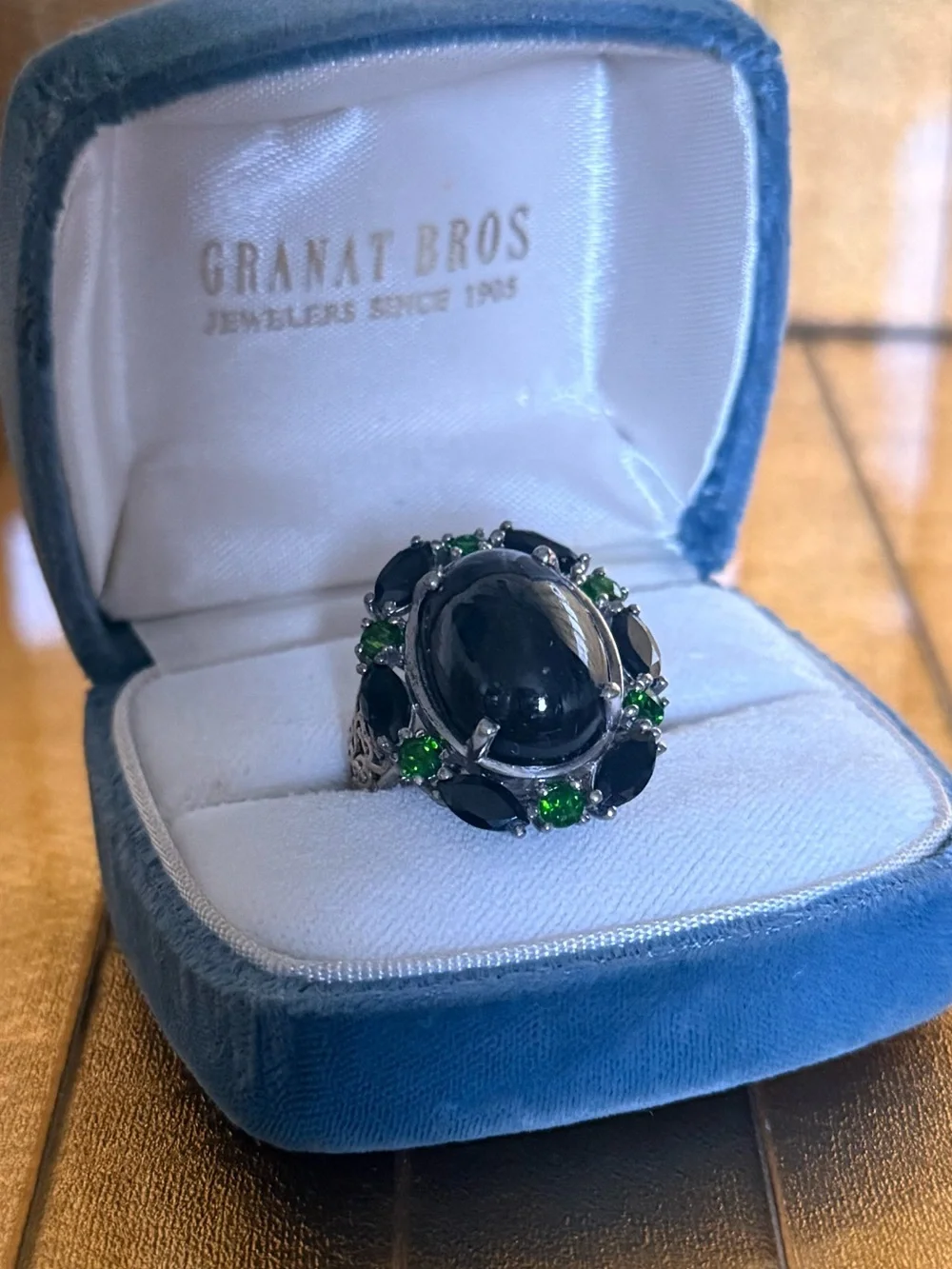 Sterling silver 925 Pardot Blackstar diopside ring